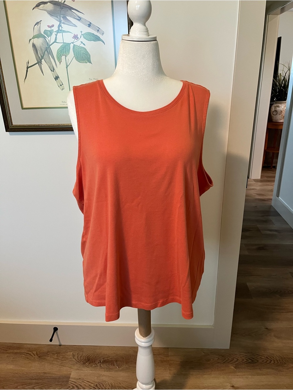 CJ Banks Scoop Neck Sleeveless Tank in Coral Orange